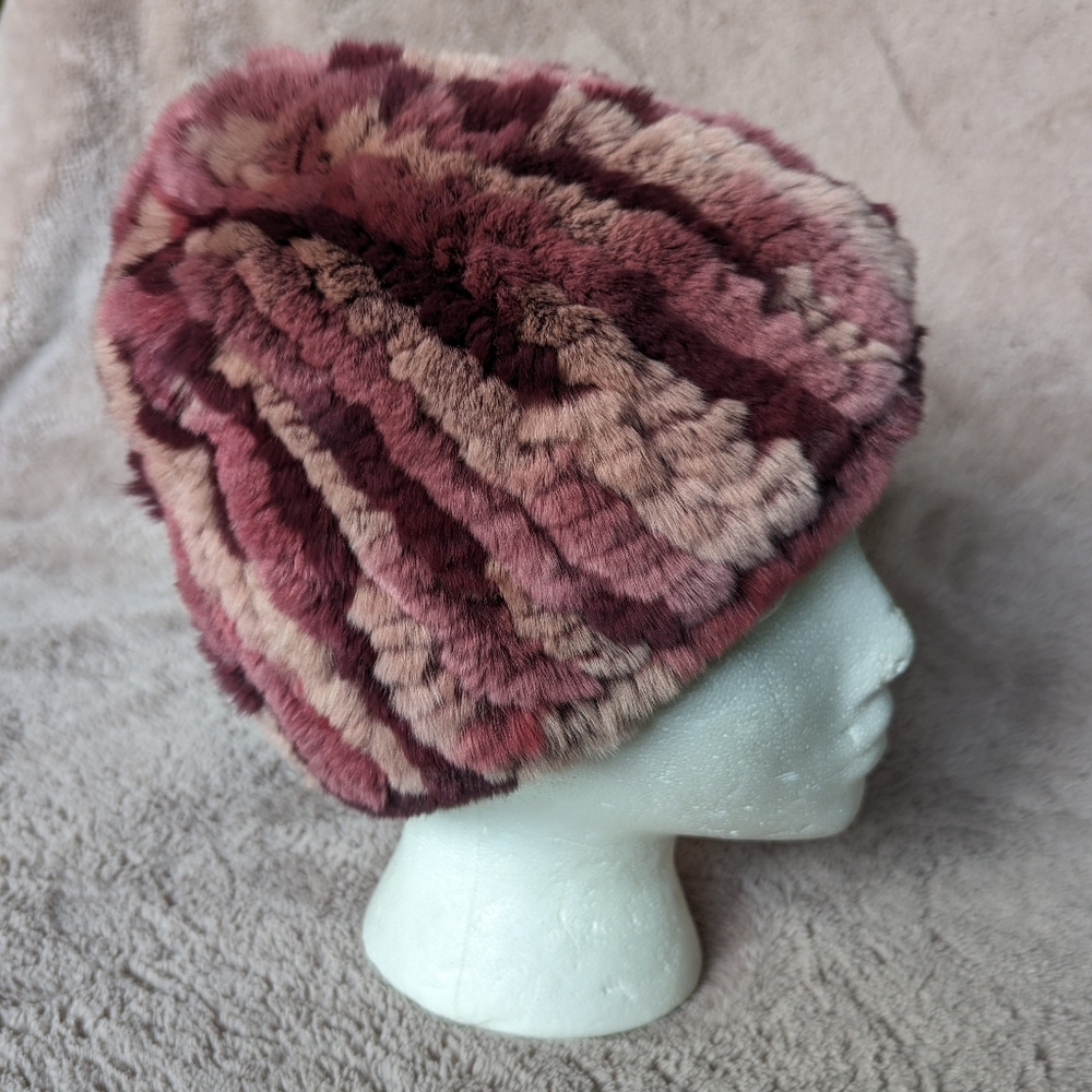 Overland Sheepskin Co. Multi Pink Rabbit Fur Beanie
